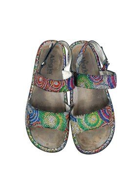 Alegria Verona Multicolor Metallic Swirl Leather Strap Sandals Size 41 US 10.5